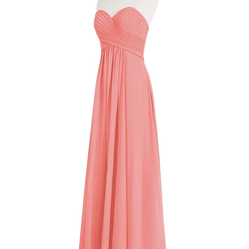 Azazie Strapless Coral Gown Sz 10